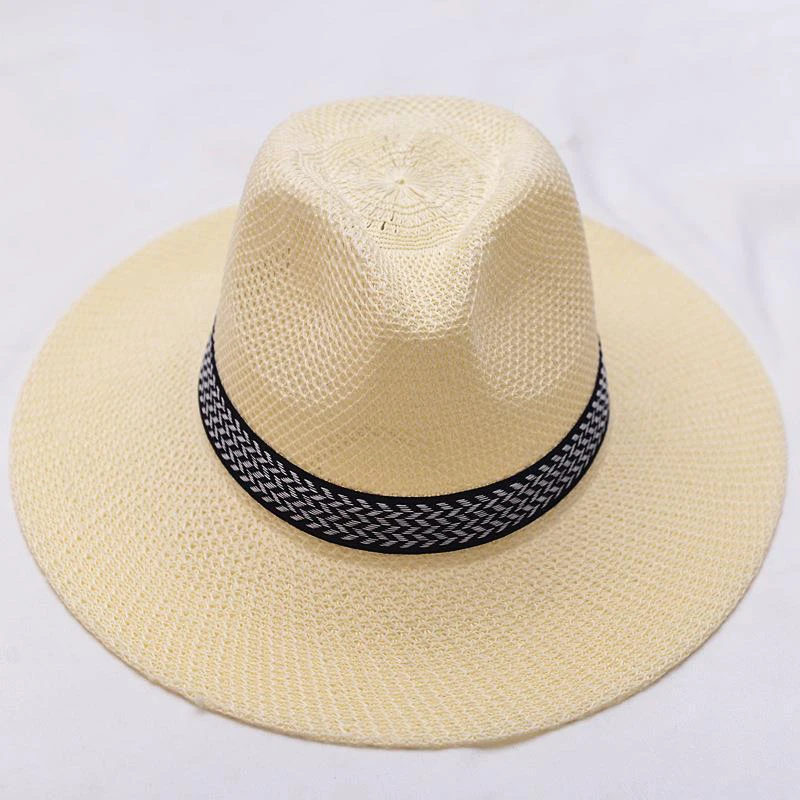 Panama Hat Short Brim Fedora Hat Cuban Cap Sun Hat Casual Jazz Hat Summer Straw Unisex Middle Aged And Elderly Summer Cool Hat