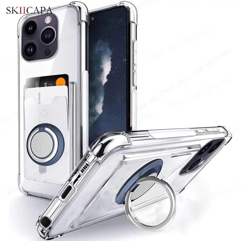 Kartenfach, durchsichtige Handyhülle für iPhone 17 Pro Max 17, Luftringhalter, stoßfest, weiche Rückseite, Ständer, Funda für iPhone 17Pro – Detail 8