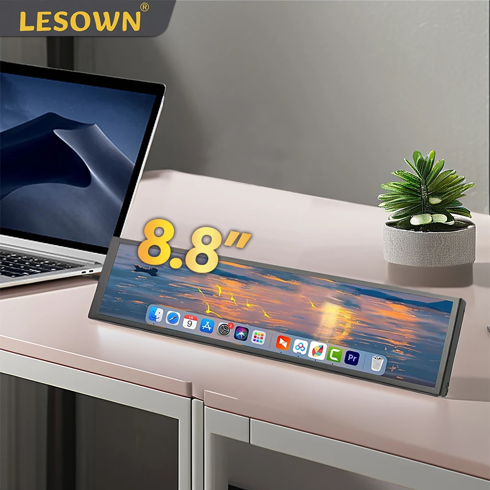 

LESOWN 1920x480 IPS 8.8 inch Stretched Bar LCD Monitor Touch Portable Widescreen Strip Display for Laptop Win 10 11 Raspberry Pi