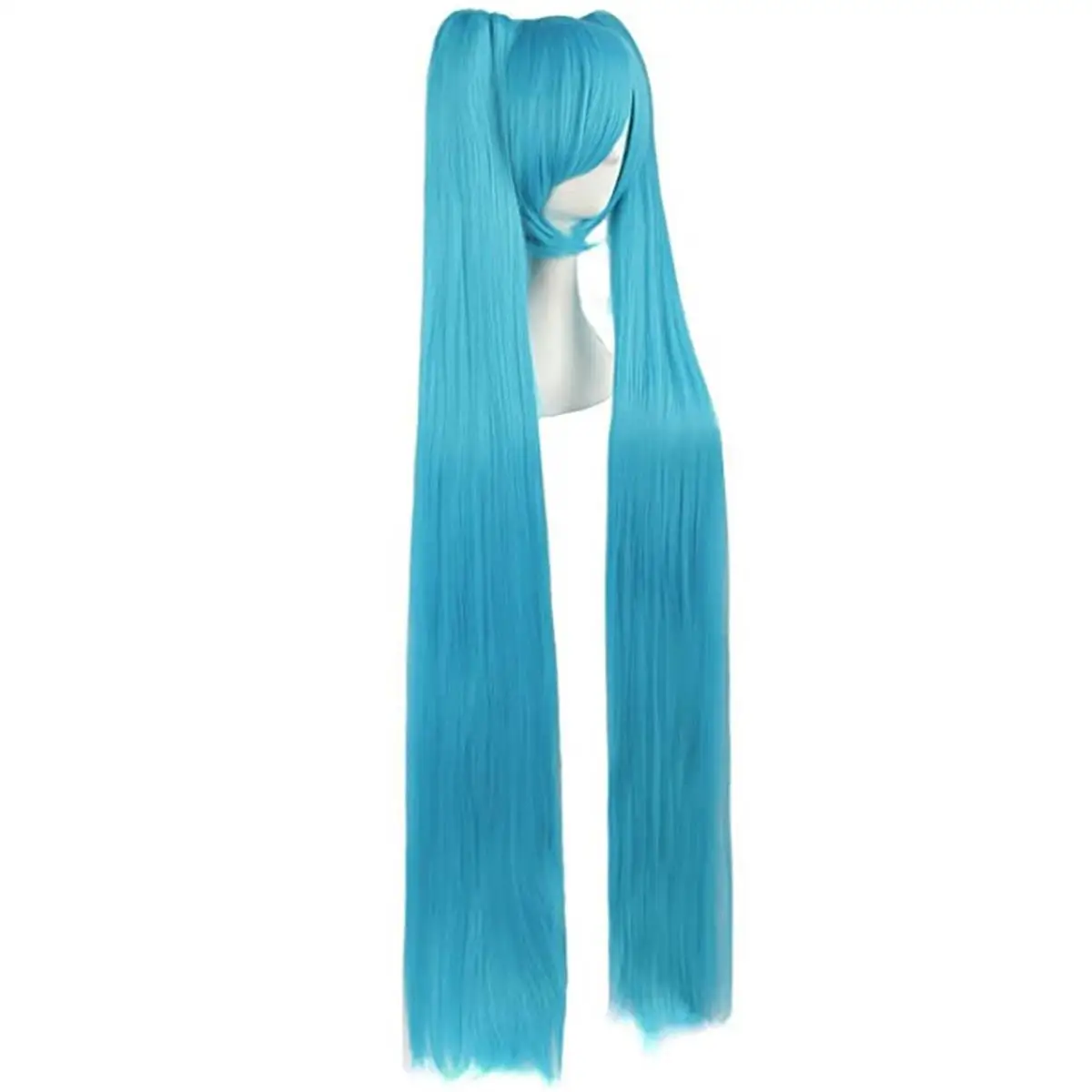 Anxin Brand Synthetic Fiber Wig: Blue Straight Hair Style with Bangs, Smooth and Soft Hair Strands, Comfortable and Easy to Manage, Blue Color, Suitable for Cosplay and Related Activities