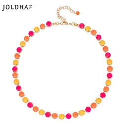 2025 New 8mm Cubic Zirconia Necklace For Women Round Shape Crsytal Claw Setting Colorful Zircon Chokers Beads Neck Jewelry