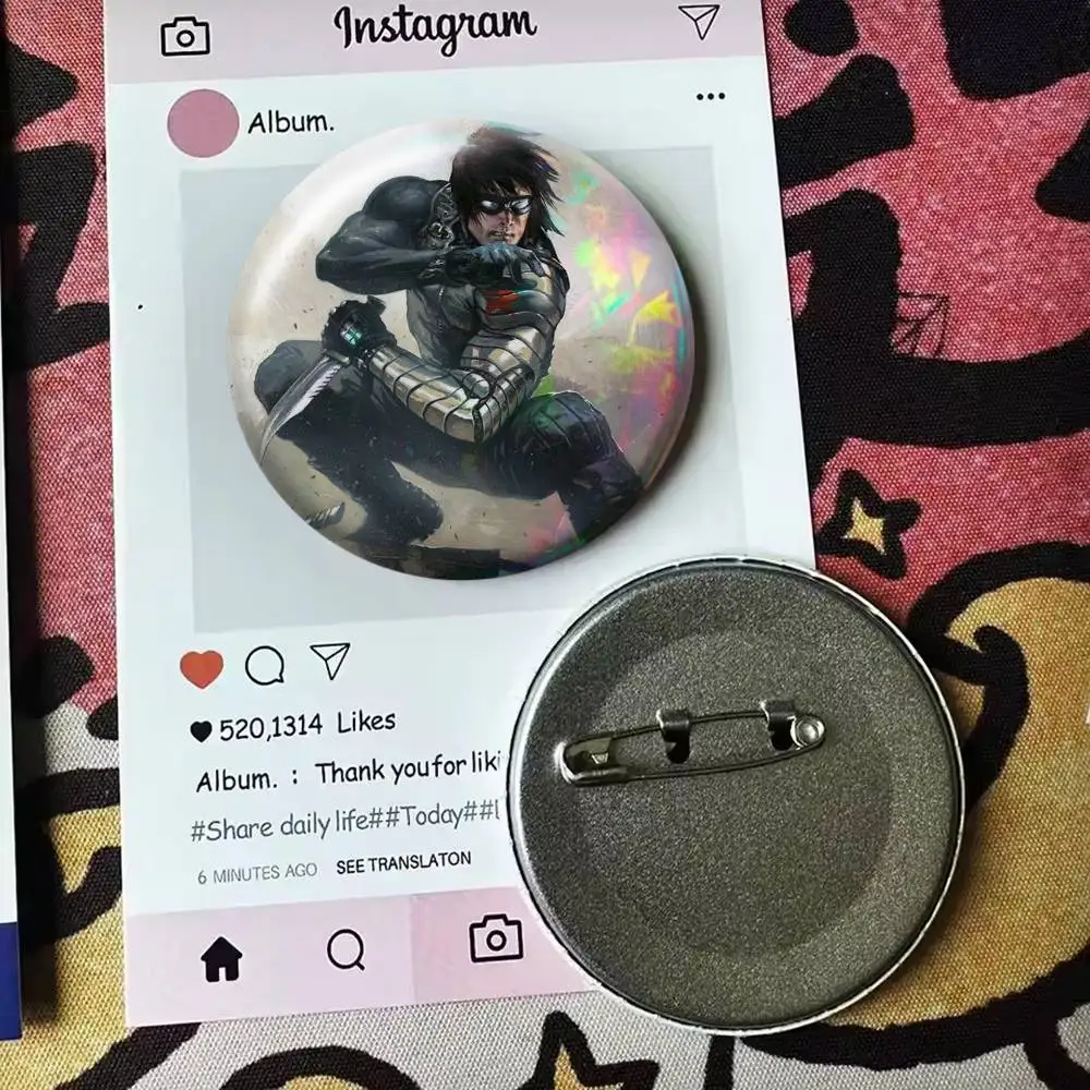 Bucky Barnes Winter Soldier Badge 25 32 44 58 75 mm Round Fans Collect Friends Gifts Brooch