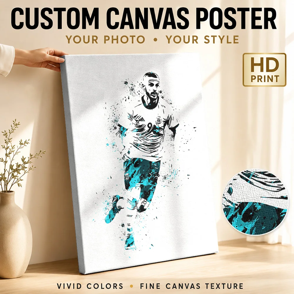 Argentina Soccer Painting Framed Canvas Print Poster Personalized Photo Sports Portrait Wall Paintings Decoration for Man Cave