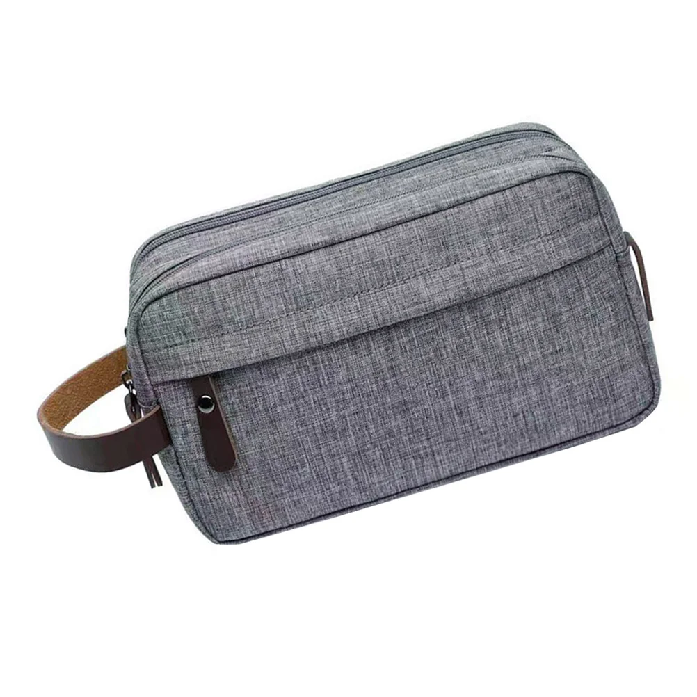 

Portable Toiletry Bag for Men Women Waterproof Nylon Makeup Pouch Travel Storage Case with Zipper Grey