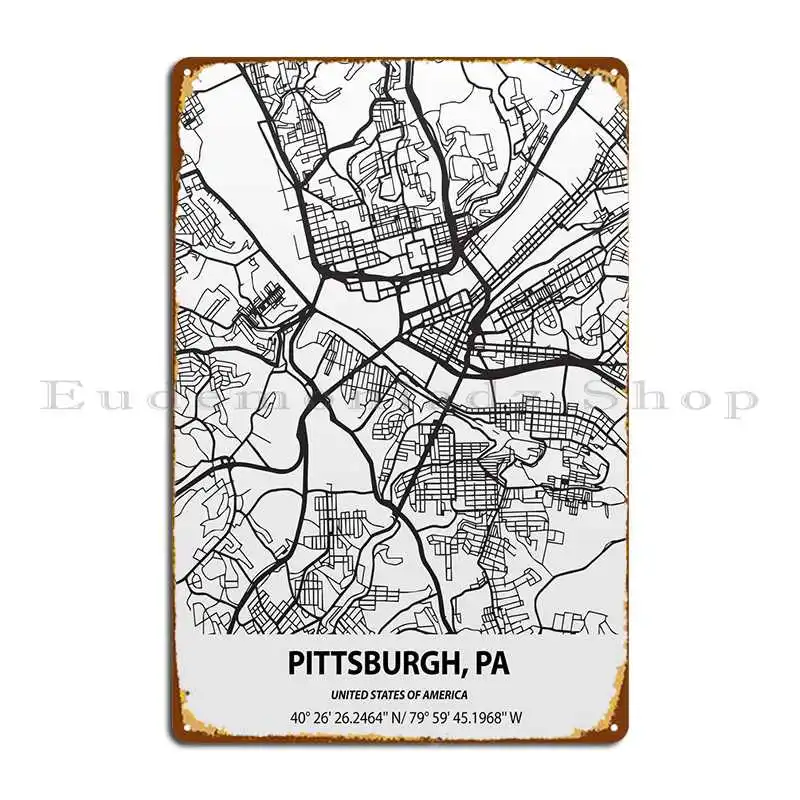 Pittsburgh Pensylvania Metal Plaque Poster Garage Pub Designing Designer Club Tin Sign Poster