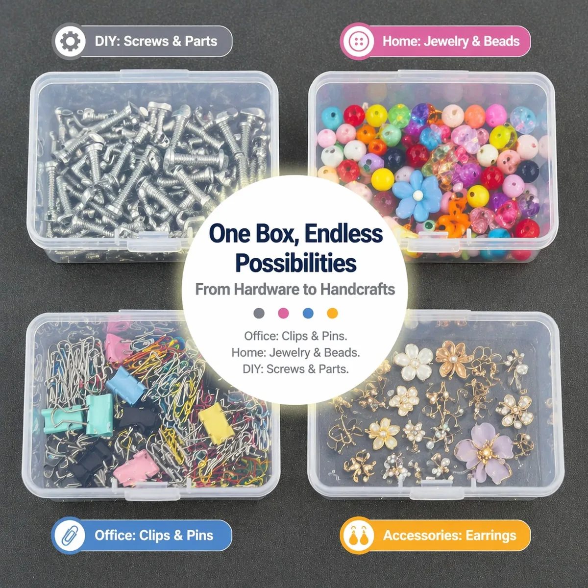 Office School Supplies Transparent Storage Box with Dust Cover Space-Saving Desktop Organizer Clear Design for Easy Visibility