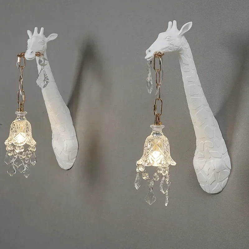 

Nordic New Resin Giraffe LED Wall Light Bedroom Bedhead Corridor Study Lamp G9 Bulbs Hotel Living Room Atmosphere Decor Lighting