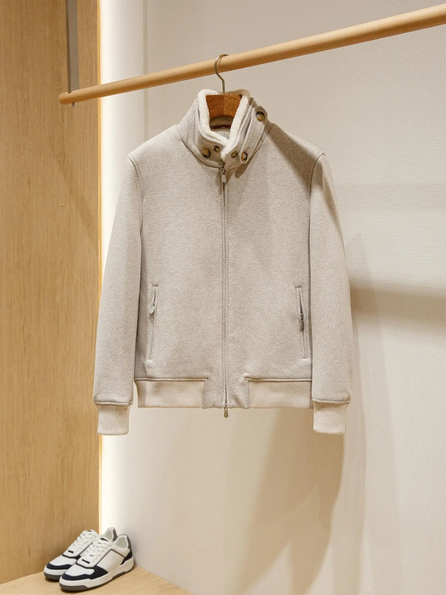 Thiened misto lana colletto alla coreana splicing pelliccia di agnello cotone da uomo Jaet autunno inverno caldo Faion Urban Sle Stand Fit
