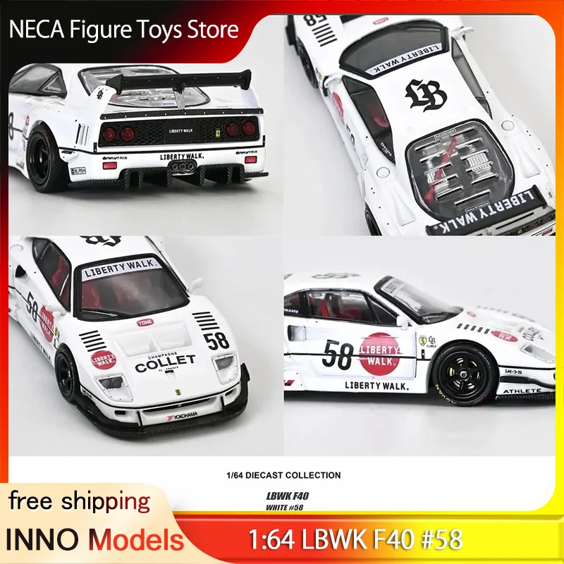 

Модели INNO 1:64 LBWK F40 # Набор из 58 красно-белых литых моделей автомобилей Liberty Walk Widebody, коллекционная модифицированная серия, подарок для взрослых и фанатов