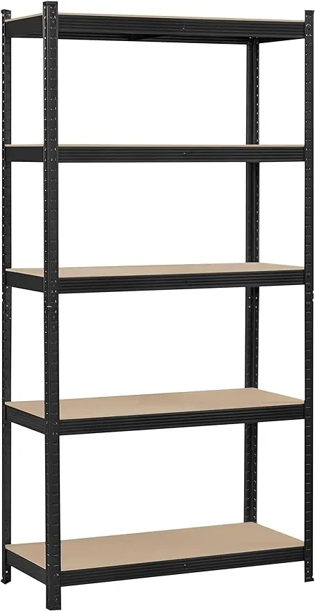 Topeakmart 5-Tier Utility Shelves, Metal Storage Shelves Garage Shelving Unit Adjustable Garage Storage Shelves Storage Racks He