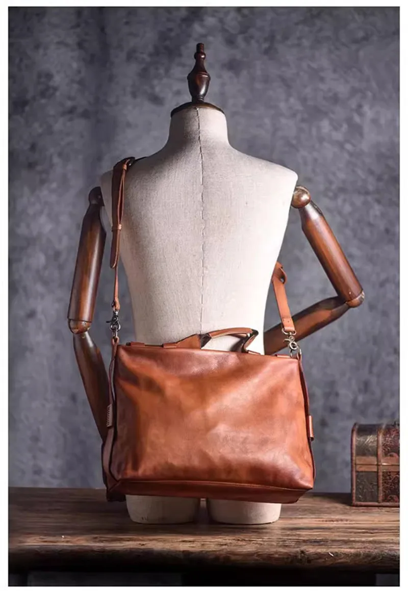 PNDME Designer Vintage Echtleder Aktentasche für Damen und Herren, Organizer, Luxus Rindsleder Arbeitstasche, Laptop-Messenger-Tasche, Handtasche – Detail 10