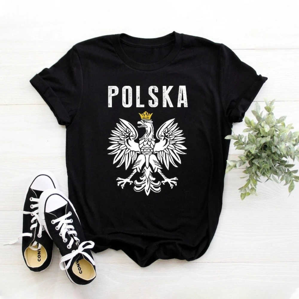 Poland Shirt Polish Eagle Coat of Arms of Poland Polska T-shirt Funny Tshits Y2k Clothes Printed Cotton Tees Women Clothing