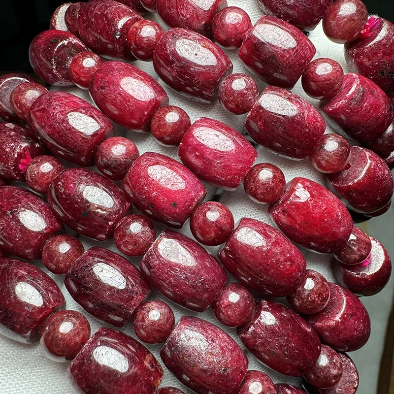 Meihan Wholesale Natural AAA Ruby Stone Loose Rice Beads Stone Bracelet  For Jewerly DIY Making