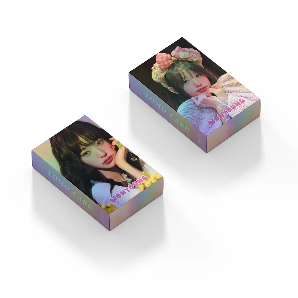 55Pcs/Set KPOP Wonyoung Laser Boxed Birthday Lomo Cards Fashion Ins Dance Stage Selfie Photocards Postcards Fans Collection Gift