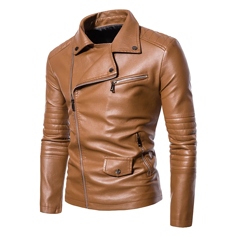 

Men's Leather Jacket Winter Retro Motorcycle Washed Men's Lapel European and American Men's PU Jacket Leather Jacket