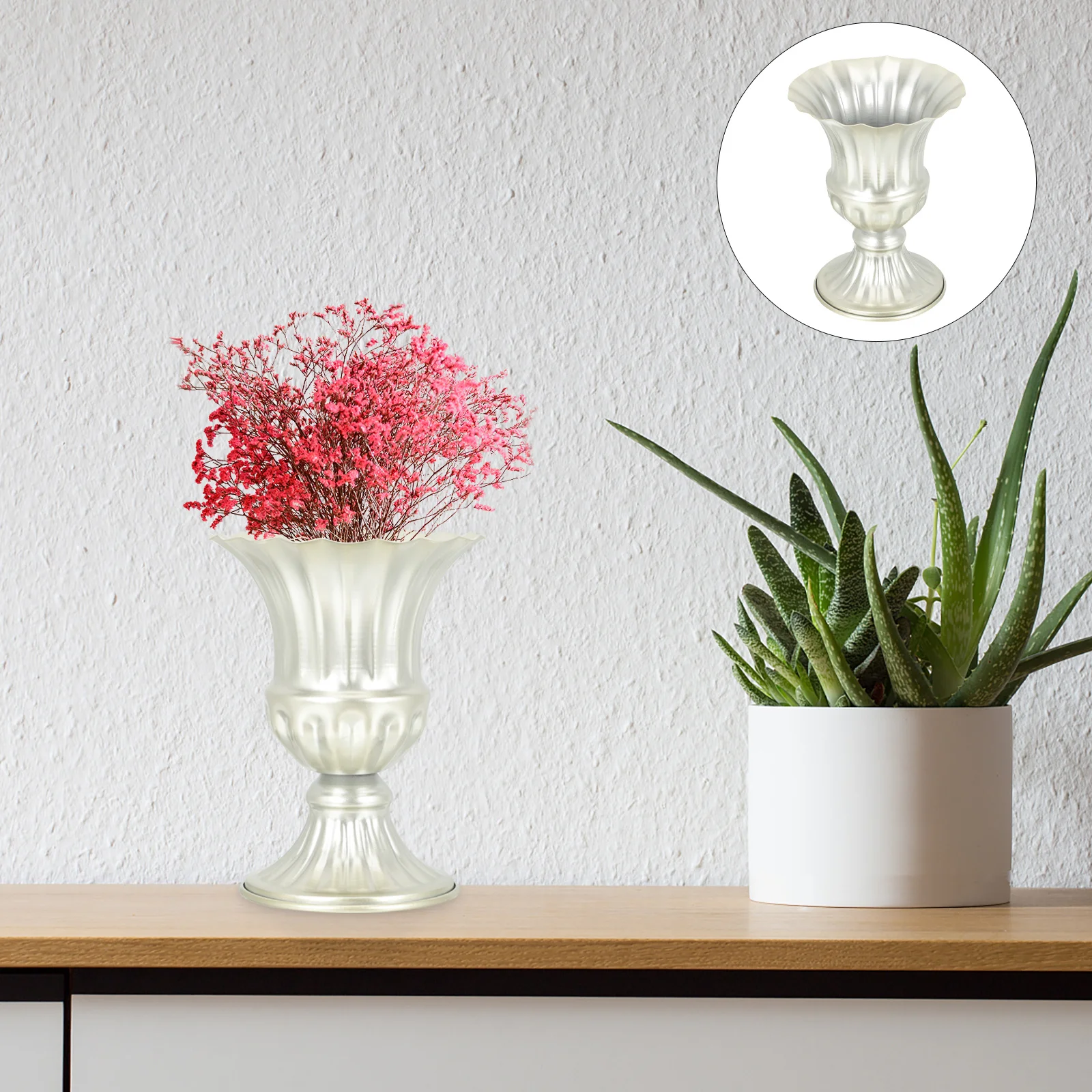 

2Pcs Flower Vases for Graves Heavy Duty Metal Cemetery Vase Set Year Round Elegant Memorial Decoration for Outdoor Use