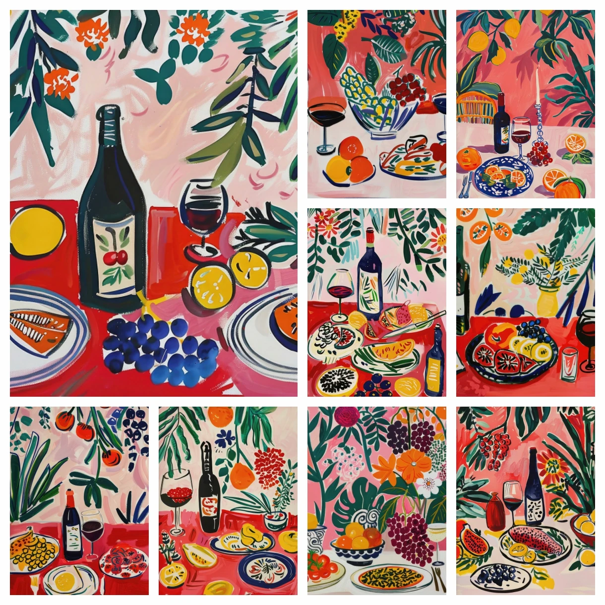 

Diamond Art Painting Kits Dinner Table Food Wine Fruit Abstract Retro Embroidery Mosaic Cross Stitch Home Decor Children's Gift