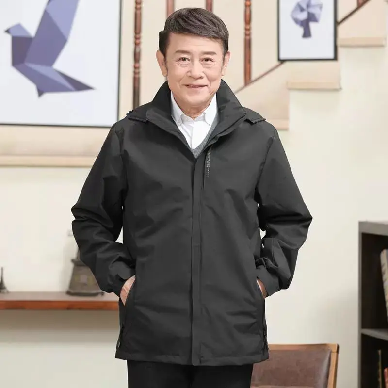 

Spring Autumn Men's Jaet Light Busin Sle Stand Fit Tee-acetate Fiber Long Sve Collar Regular Length Coat