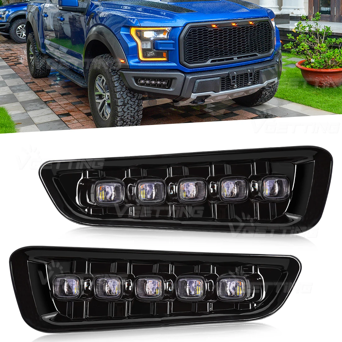 Led DRL For Ford Raptor F150 2017 2018 2019 2020 Daytime Running Light Dynamic Turn Signal Fog Lamp White Yellow Car Accessories