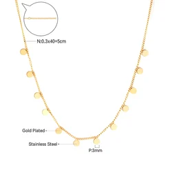 LUXUKISSKIDS Stainless Steel Small Round Charms Necklace Non Fade Small Elegant Clvicle Choker Fashion Dainty Coin Stars Jewelry