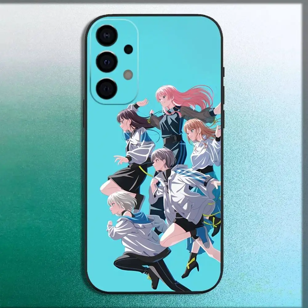 B-BanG Cartoon Dream MyGO حافظة لهاتف سامسونج جالاكسي A73,72,71,A52,51,40,41,A22,A32,31,A13,12,Note20 غلاف أسود ناعم