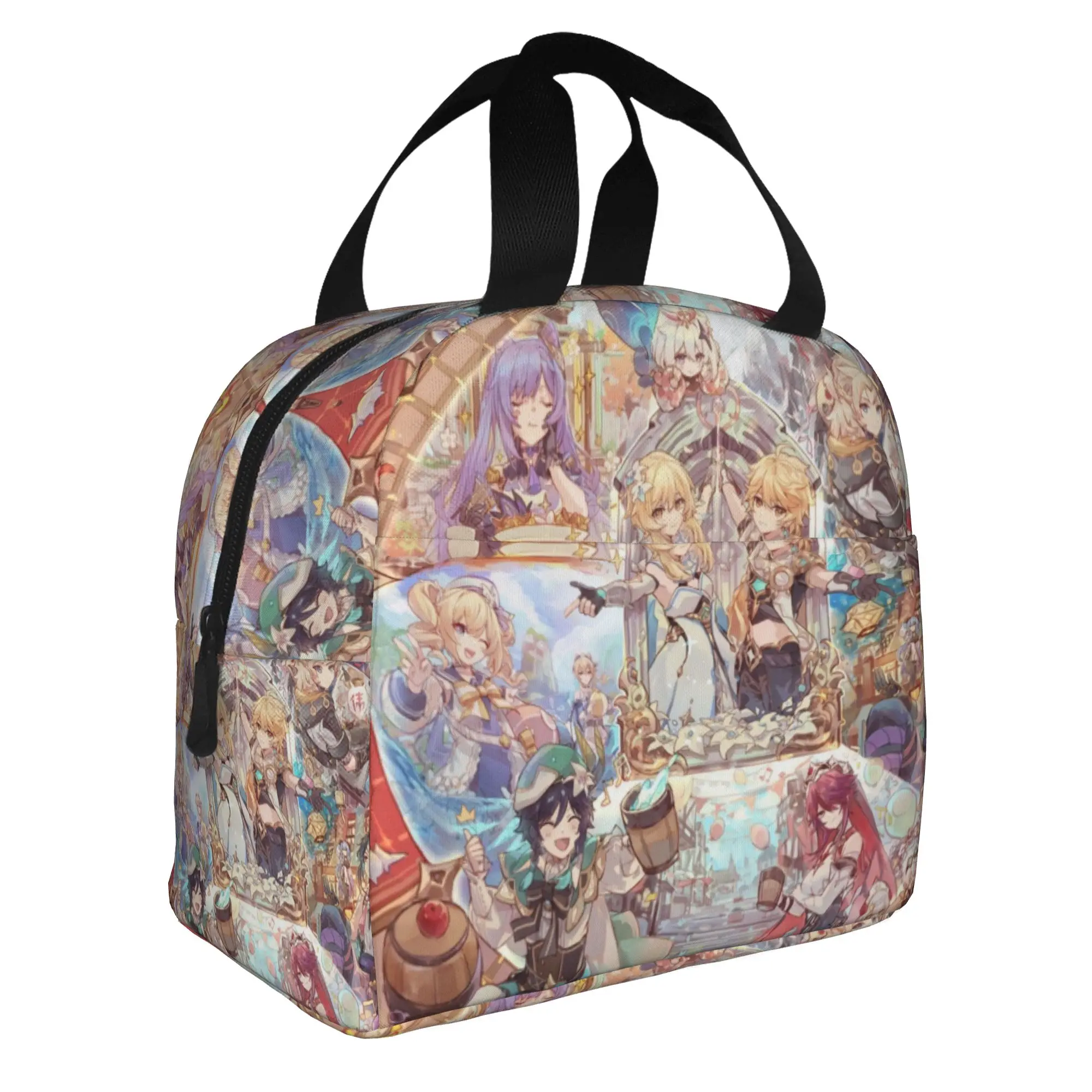 Anime Genshin Impact Insulated Lunch Bags for Outdoor Picnic Manga Kawaii  Waterproof Thermal Cooler Bento Box Women Men