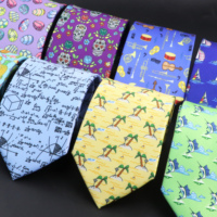 Novelty Creative Print Imitation Silk Tie Casual Men Tie Cartoon Animal Math Formula Designer Necktie Wedding Party Cravat Gift