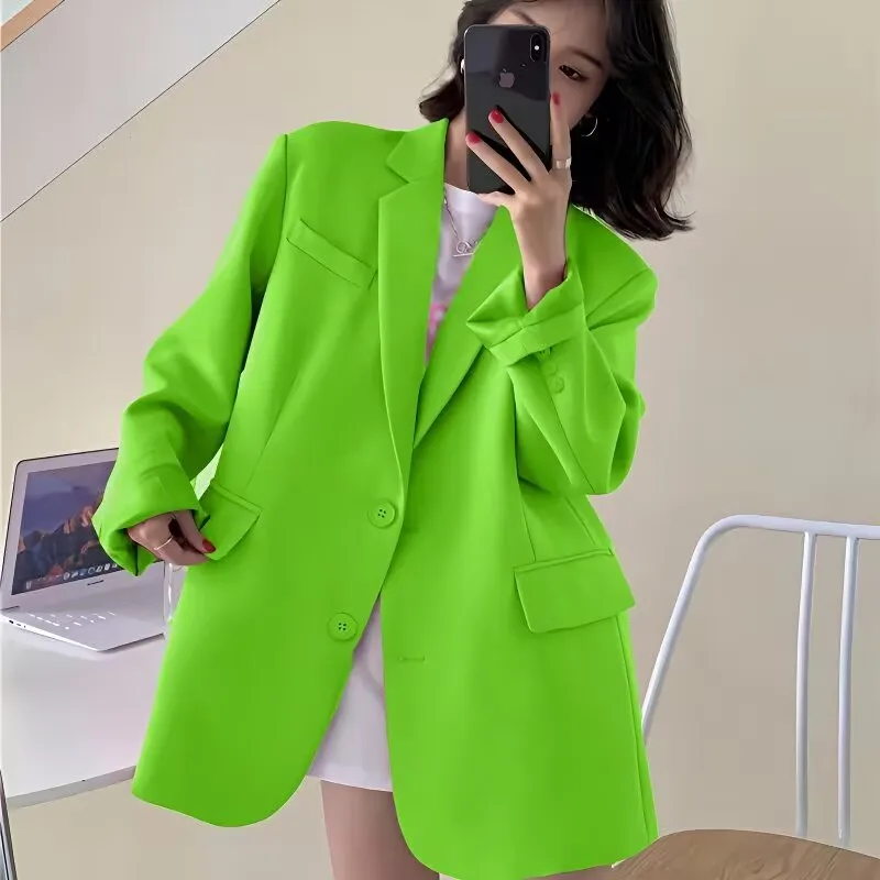 Primavera otoño mujeres Blazers elegante coreano Casual traje sólido chaqueta de mujer nueva moda abrigos femeninos Oficina señora abrigo prendas de vestir exteriores