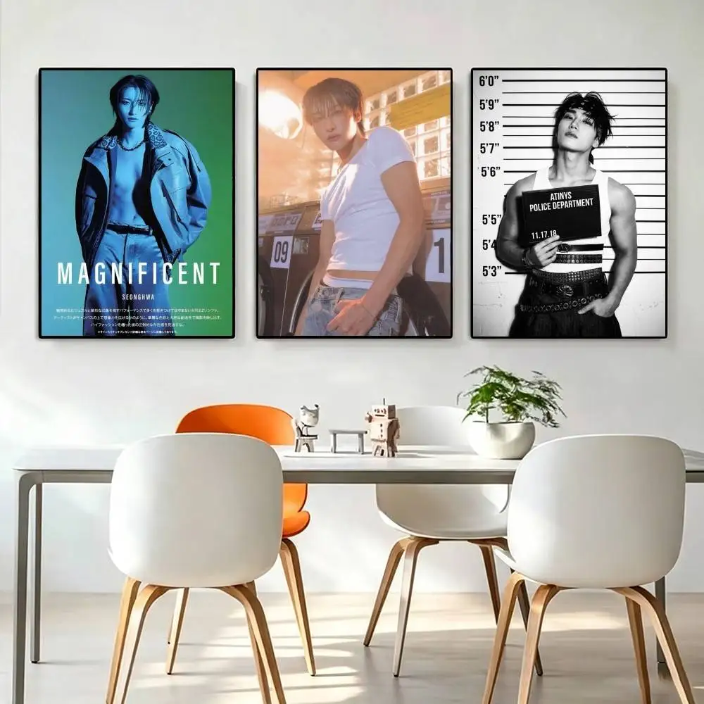 Popular Boy Band A-ATEEZ Seonghwa  Poster High Quality Dorm Living Room Aesthetic Wall Decoration Painting Stickers Gift