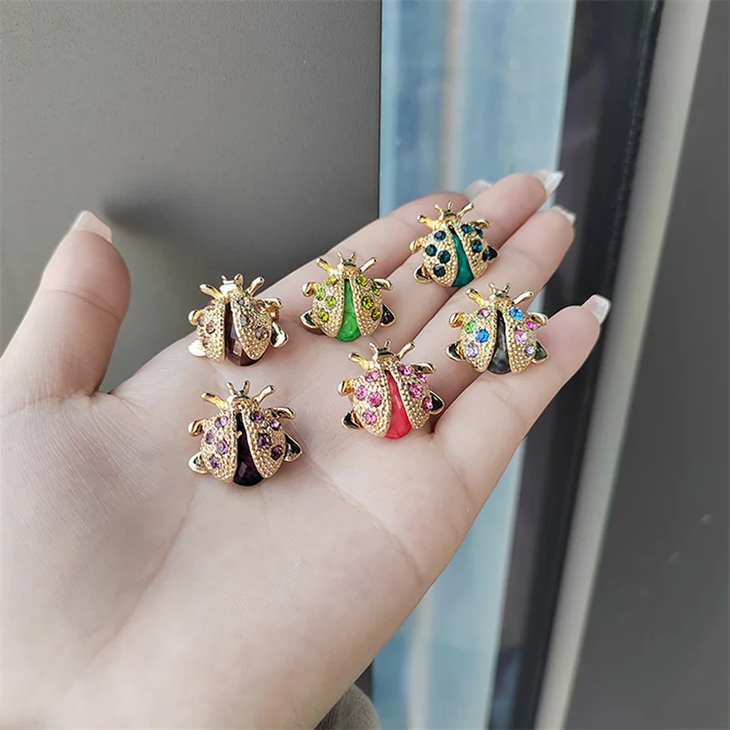 Mixed Color Fashionable And Personalized Retro Brooch Beetle Seven Star Ladybug Colorful Chest Flower Clothing Accessories