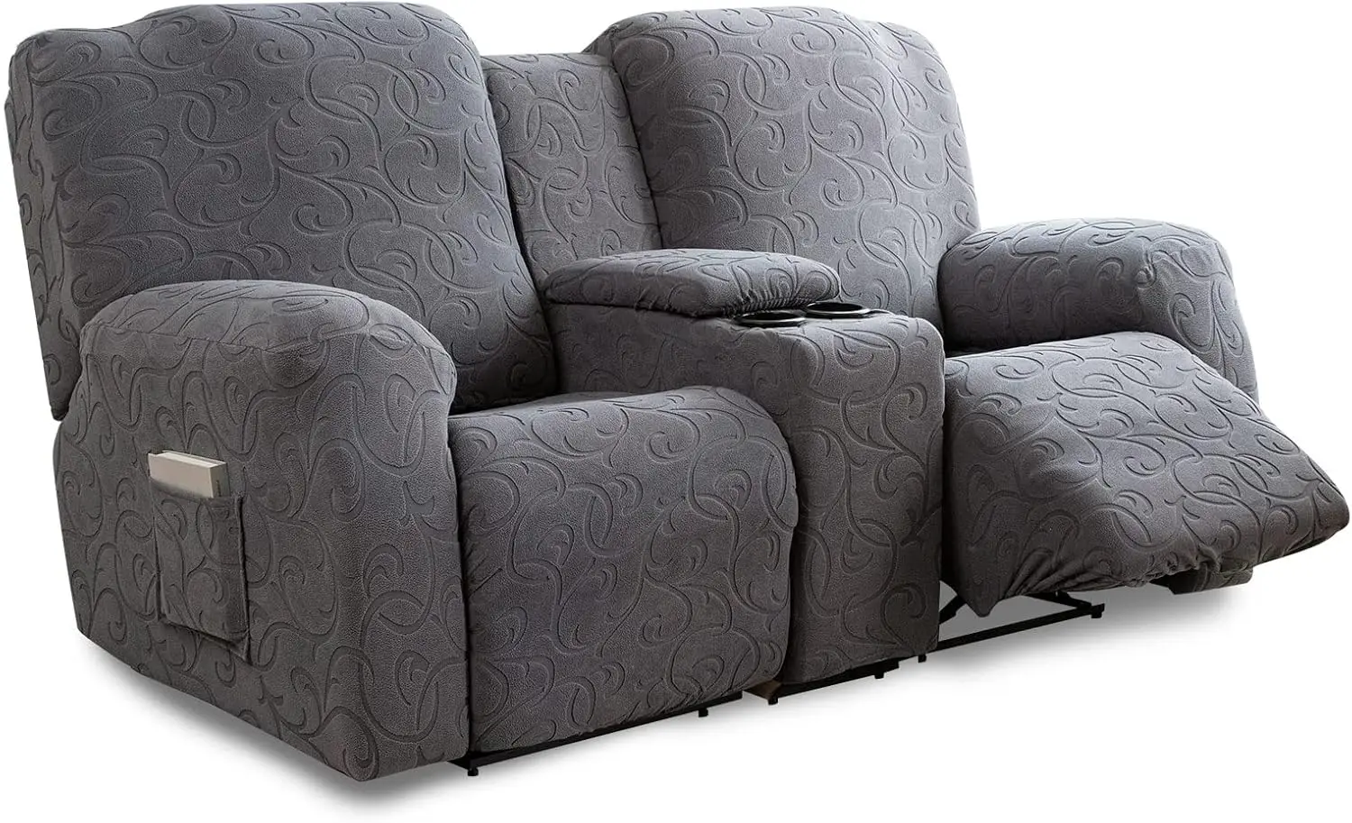 

Чехол для двухместного дивана-реклайнера с центральной консолью, моющийся, из эластичной ткани, темно-серый