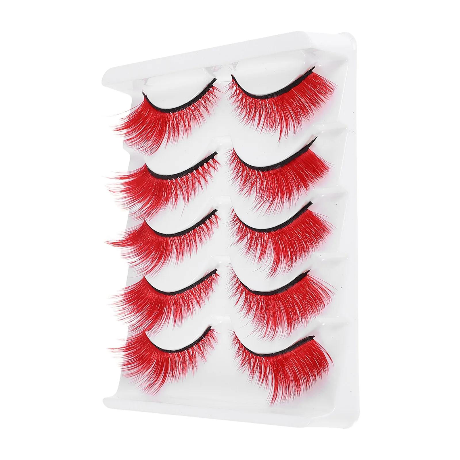 

5 Pairs Colored False Eyelashes Short Strip Lashes For Everyday Wear Reusable Lightweight Makeup Accessories Cluster Manga