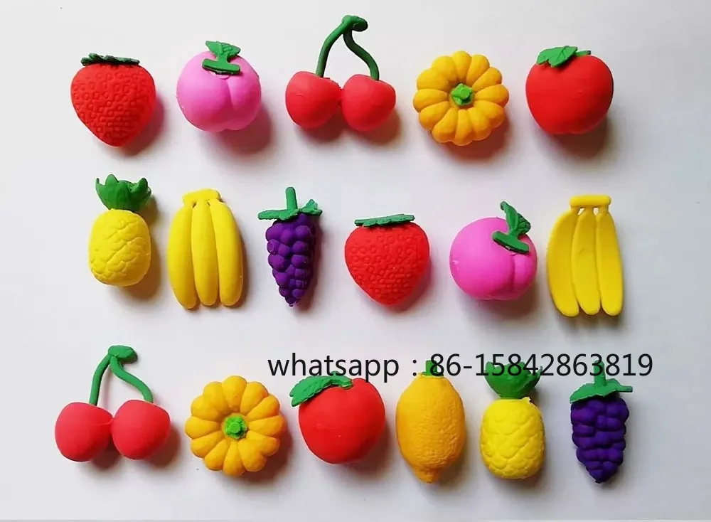 Cartoon fruit rubber tasting with multiple random designs, suitable for 32mm and 45mm capsule toy 1 yuan coin pinball machines