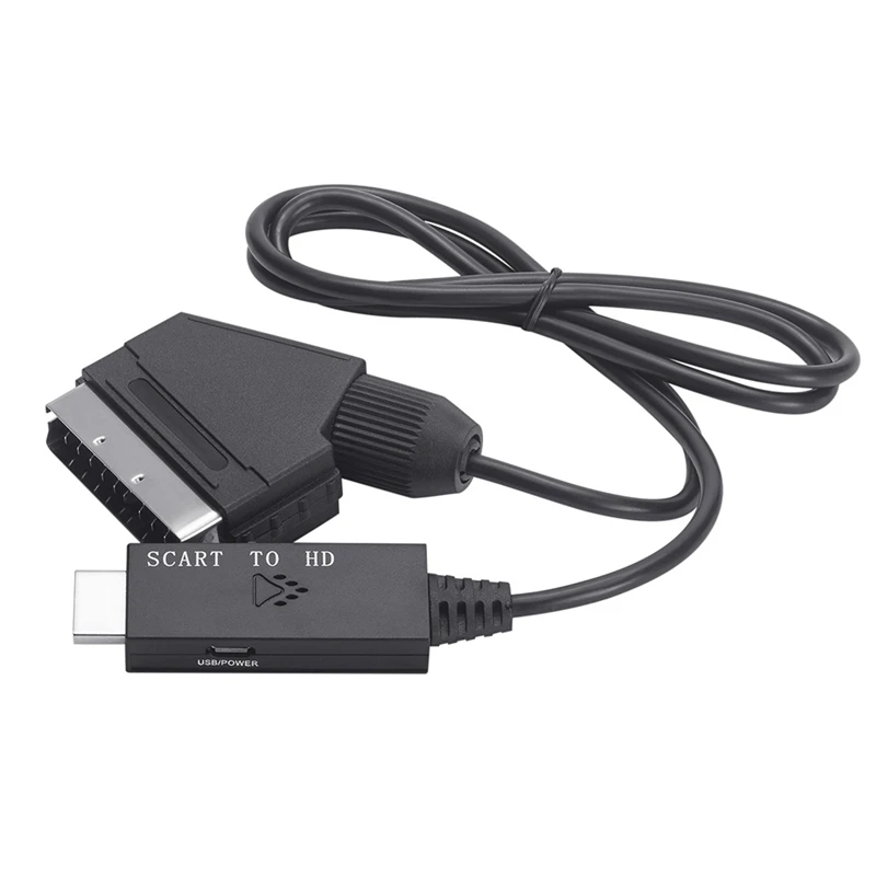 HD 1080P Scart to -Compatible Adapter Scart Male to HD Female Audio Video Converter Adapter for HDTV/DVD/PC 1M