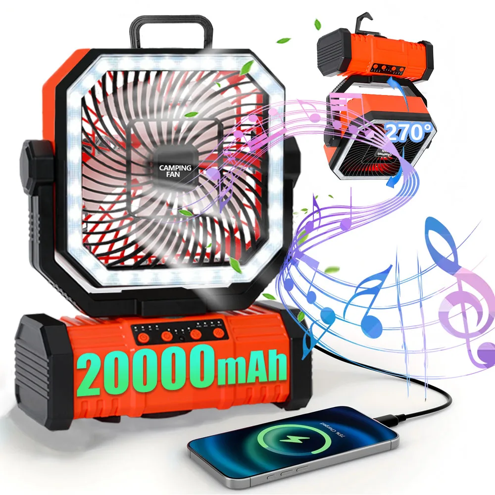 

Вентилятор с перезаряжаемой батареей, вентилятор для кемпинга, портативный вентилятор, вентилятор для уличной палатки с подсветкой и крючком, персональный настольный USB-вентилятор для кемпинга