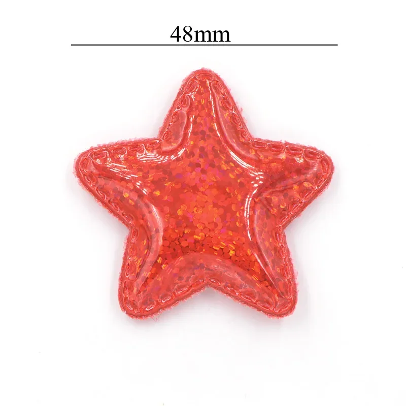 12Pcs Shinng Laser PU Fabric Padded Patches Glittering Star Appliques for Crafts Clothes Sewing Supplies DIY Hair Bow Decor
