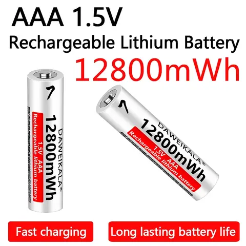 AAA 12800mWh 1.5V Li-Ion Rechargeable Battery AAA Lithium Batteries Wholesale For Mouse Flashlight Fan Game Machine