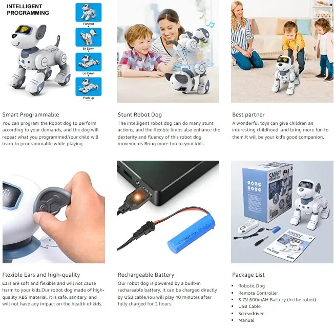 Uwant control de voz ai robot parlante cuadrúpedo perro juguete programación inteligente para niños regalo educativo robot perro robot