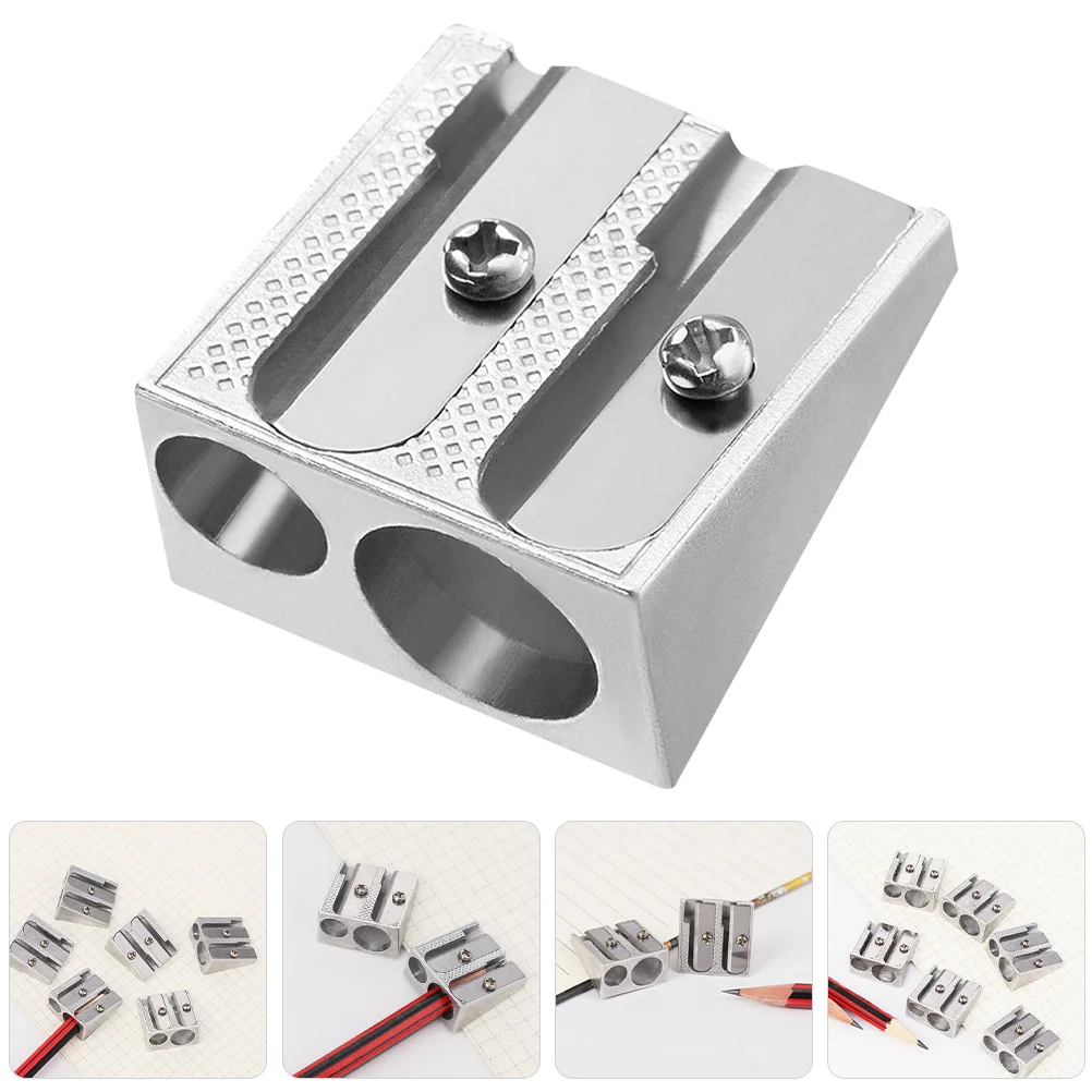 10 Pcs Double Hole Pencil Sharpener Manual Sharpeners Carpenter Mini Aluminum Alloy Bulk Pupils