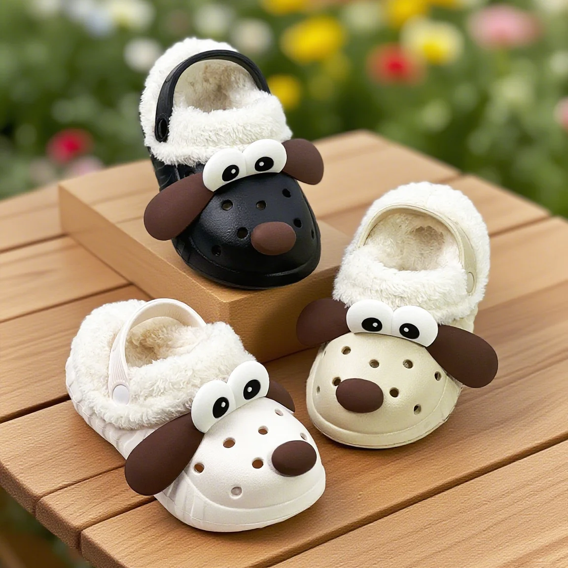 Nuove scarpe di cotone autunnali e invernali, scarpe di cotone per cani con orecchie grandi, pantofole di cotone con isolamento felpato, scarpe con suola morbida