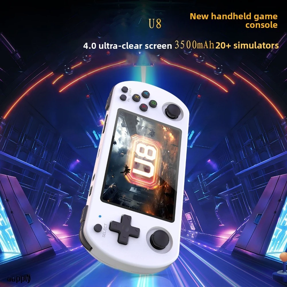 وحدة تحكم ألعاب محمولة U8 ريترو مع أكثر من 15000 لعبة كلاسيكية 4.0 - شاشة IPS مقاس 64 جيجا 128 جيجا بطاقة TF مزدوجة، بقدرة 3500 مللي أمبير في الساعة للأطفال والكبار
