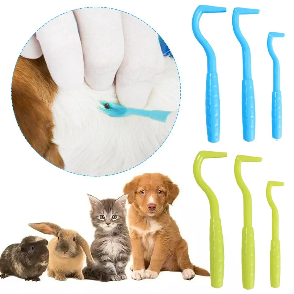 Kait Penghilang Kutu Hewan Peliharaan Plastik Penghilang Kutu Anjing Lembut Kait Portabel Perlengkapan Penjepit Kutu Ekstraktor Hewan Peliharaan Universal Cleani R7u9