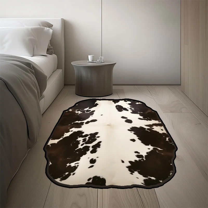 Cow Style Irregular Carpet for Rooms Large Size Bedroom Non-slip Bedside Rugs Living Room Decor Washable Floor Mats Customizable
