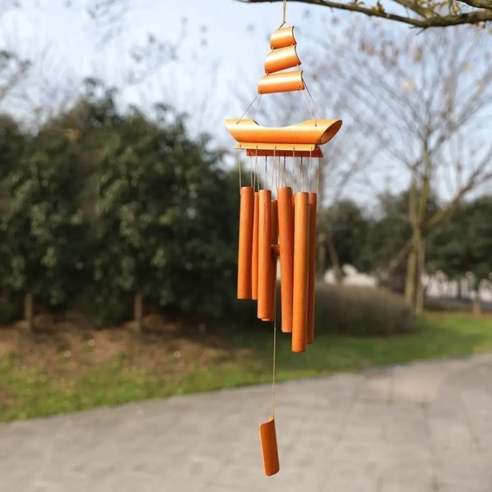 New Bamboo Bamboo Wind Chimes Hanging Ornament Pendant Bell Wall Hanging Windchimes Crafts Gift Handmade Wind Chime Home Garden