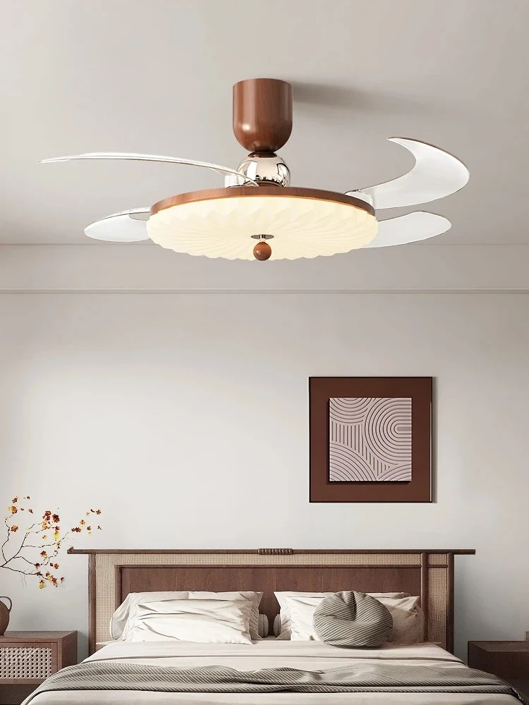 Middle Ancient Style Invisible Fan Lamp Minimalist Restaurant Bedroom Ceiling Lamp Living Room Ceiling Fan Lighting Fixture