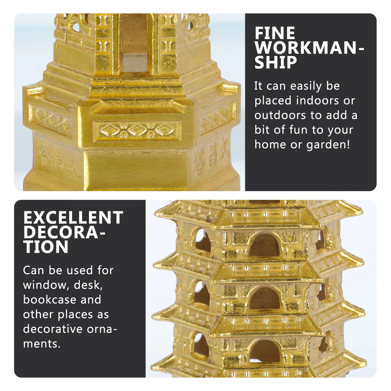 

Copper Chang Tower Decorative Ornament For Home Garden Desktop Window Landscape Sculpture Tower Gardening Decoration