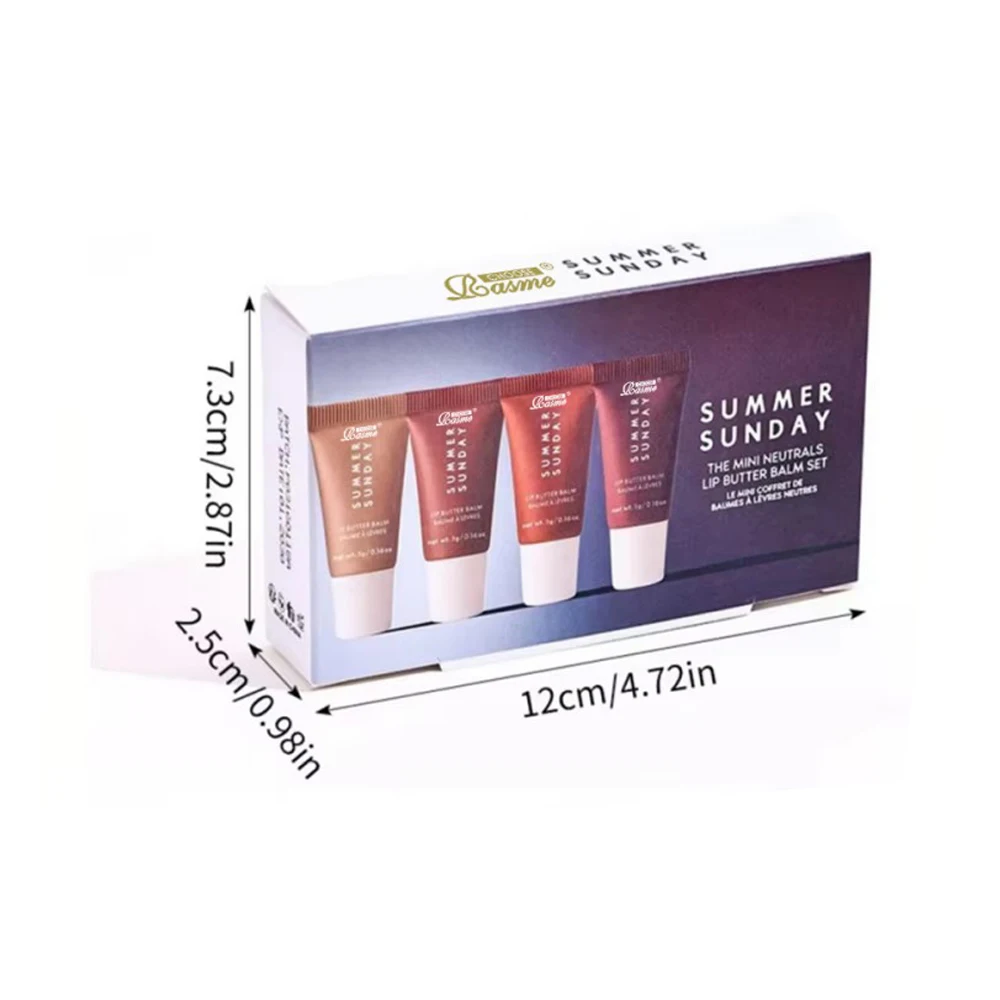 4 Pcs Summer Sunday Mini Lip Butter Balm Set Moisturizing Vanilla Beige Brown Sugar Makeup Fast Ship Gift Kit