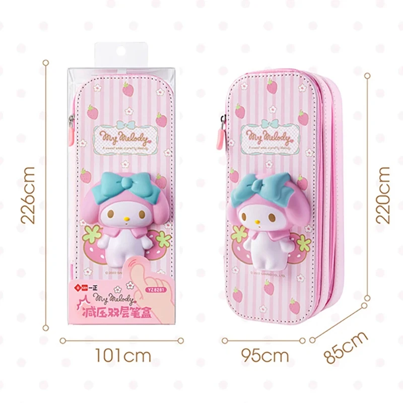Sanrio Cartoon PU Large Capacity Pencil Case HelloKitty Cinnamoroll Melody School Pencils Bag Pouch Pen Case Supplies Stationery