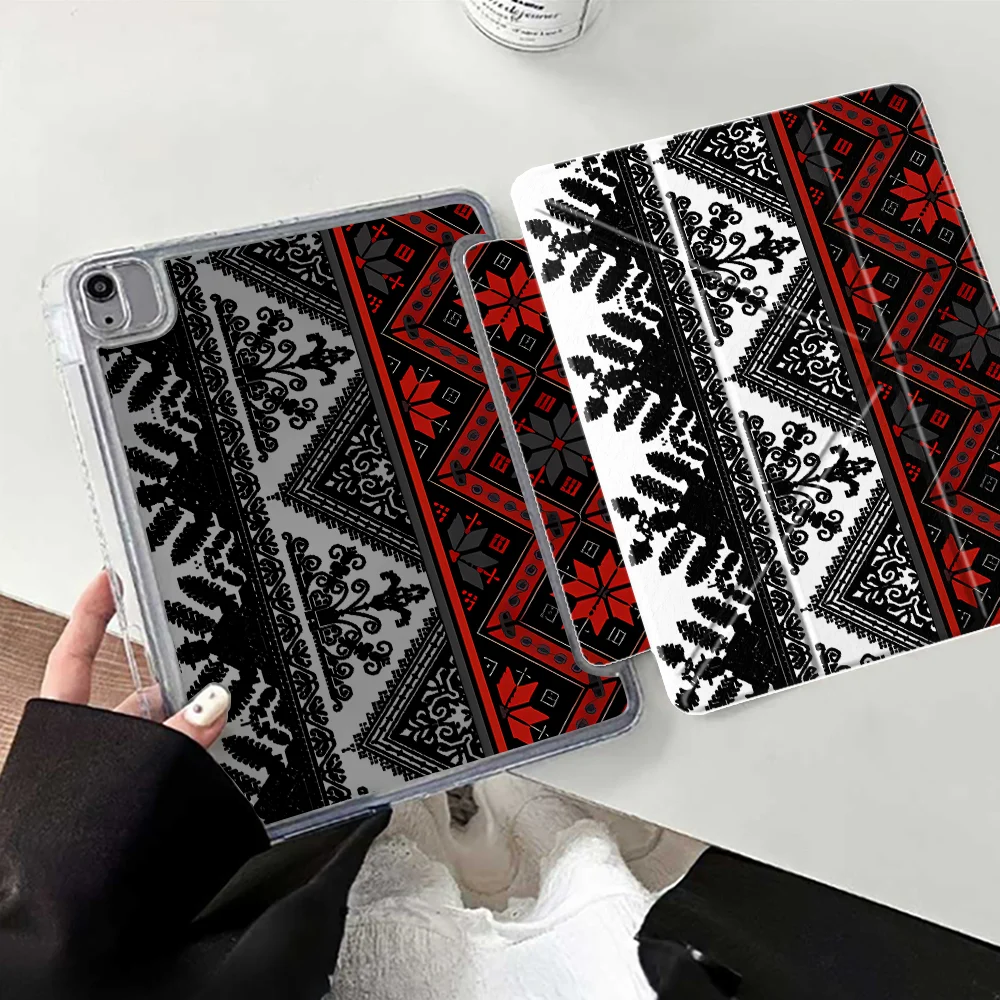 With Pen Slot Cover Tablet Case For iPad 12th 11th 10th Gen 9th Pro 13 2025 2026 Mini 7 6 5 Air 8 M2 M3 3 Carpet Pattern Art