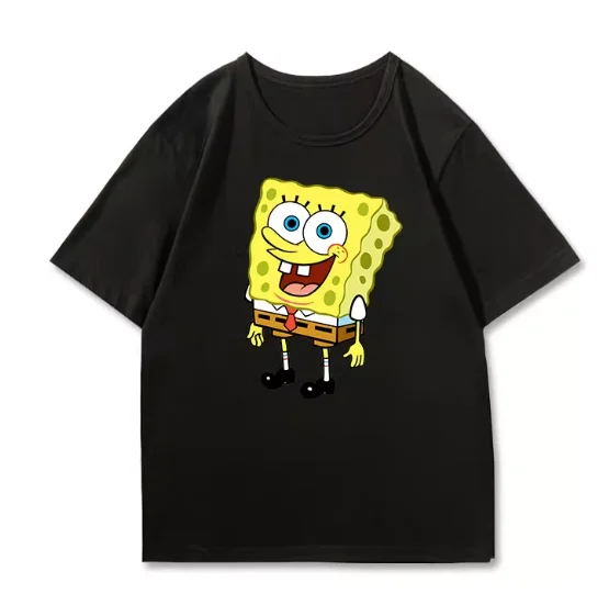 เสื้อยืดลายสปอนจ์บ็อบสแควร์แพนท์ส คอลเลคชั่นบิ๊กสตาร์คู่รัก สำหรับฤดูร้อน ผ้าฝ้ายแท้ เสื้อยืดแขนสั้นสำหรับเด็ก เสื้อผ้าฤดูร้อนสุดเทรนดี้